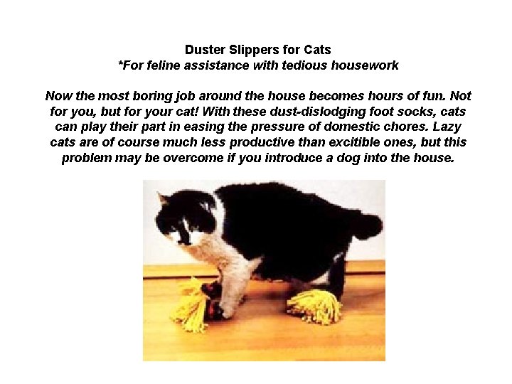 Duster Slippers for Cats *For feline assistance with tedious housework Now the most boring
