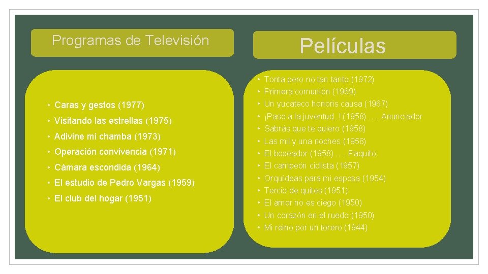 Programas de Televisión • Caras y gestos (1977) • Visitando las estrellas (1975) •