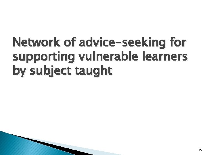 Network of advice-seeking for supporting vulnerable learners by subject taught 35 