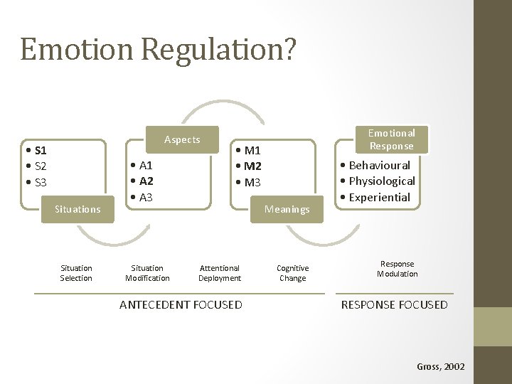 Emotion Regulation? Aspects • S 1 • S 2 • S 3 Situations Situation