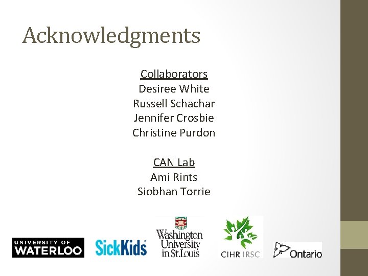 Acknowledgments Collaborators Desiree White Russell Schachar Jennifer Crosbie Christine Purdon CAN Lab Ami Rints