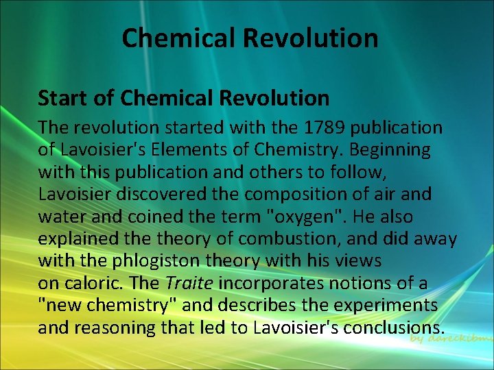 Chemical Revolution Start of Chemical Revolution The revolution started with the 1789 publication of