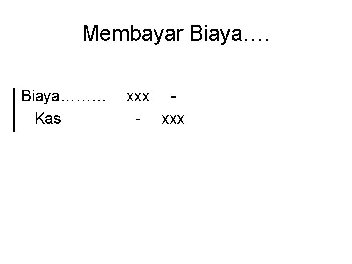 Membayar Biaya……… Kas xxx - xxx 