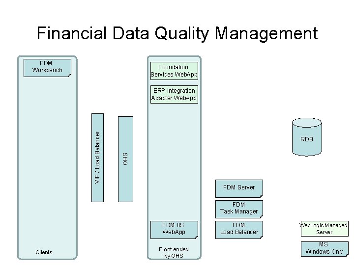 Financial Data Quality Management FDM Workbench Foundation Services Web. App RDB OHS VIP /