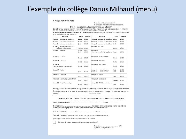 l’exemple du collège Darius Milhaud (menu) 