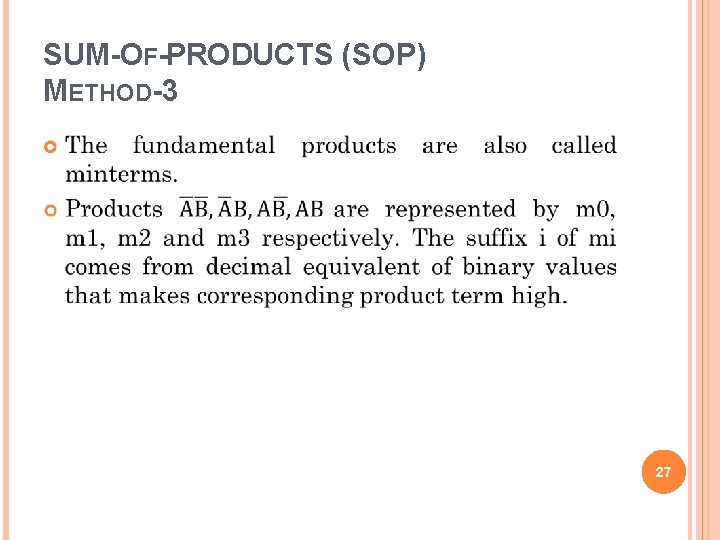 SUM-OF-PRODUCTS (SOP) METHOD-3 27 