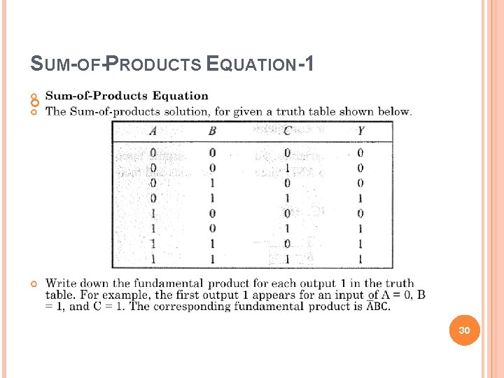 SUM-OF-PRODUCTS EQUATION-1 30 