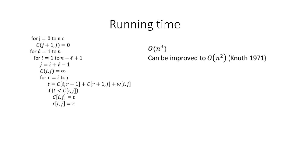 Running time Running time