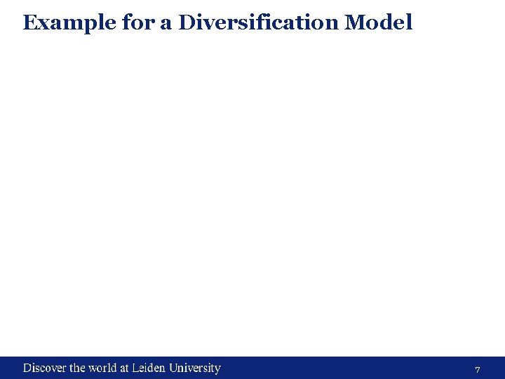 Example for a Diversification Model 7 
