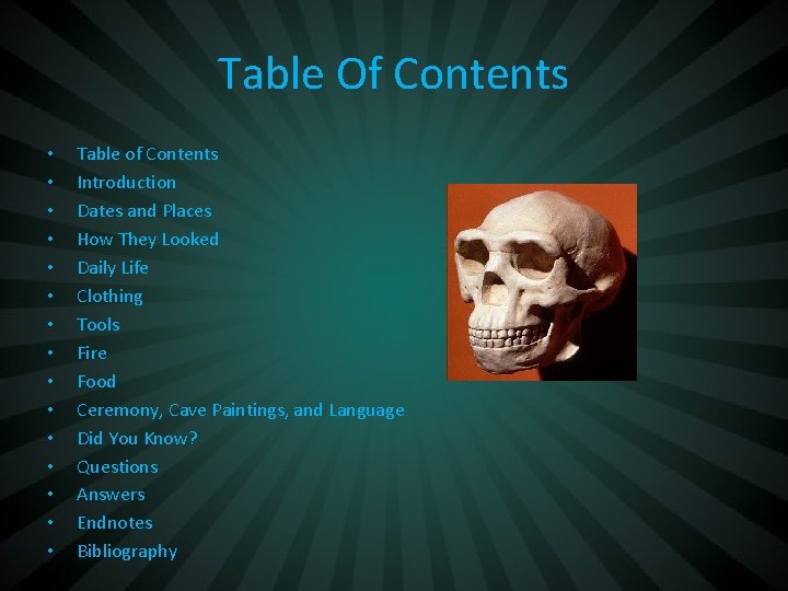 Table Of Contents • • • • Table of Contents Introduction Dates and Places