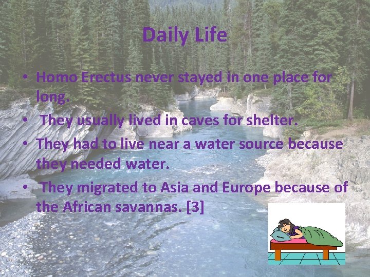 Daily Life • Homo Erectus never stayed in one place for long. • They