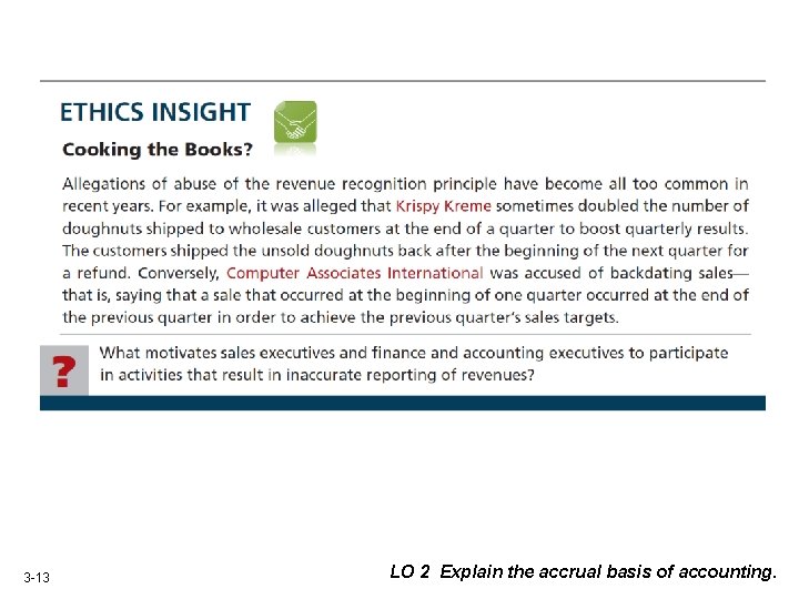 3 -13 LO 2 Explain the accrual basis of accounting. 