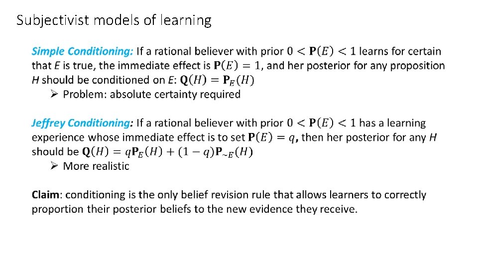 Subjectivist models of learning 