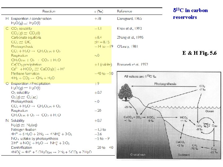 d 13 C in carbon reservoirs E & H Fig. 5. 6 