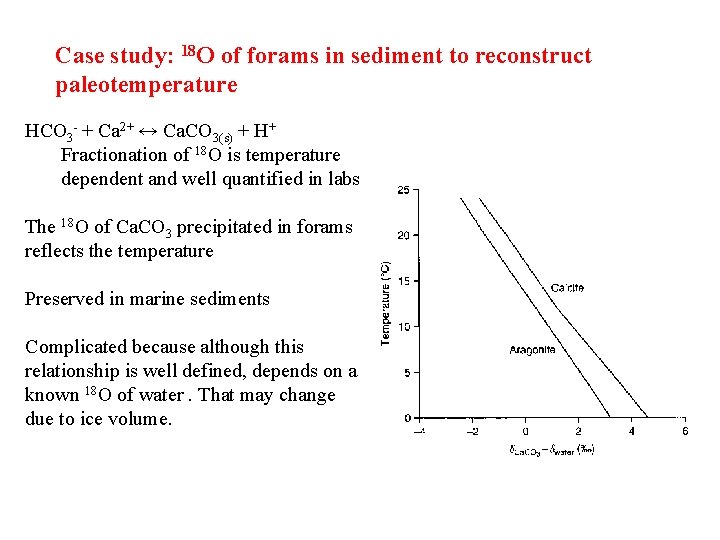 Case study: 18 O of forams in sediment to reconstruct paleotemperature HCO 3 -
