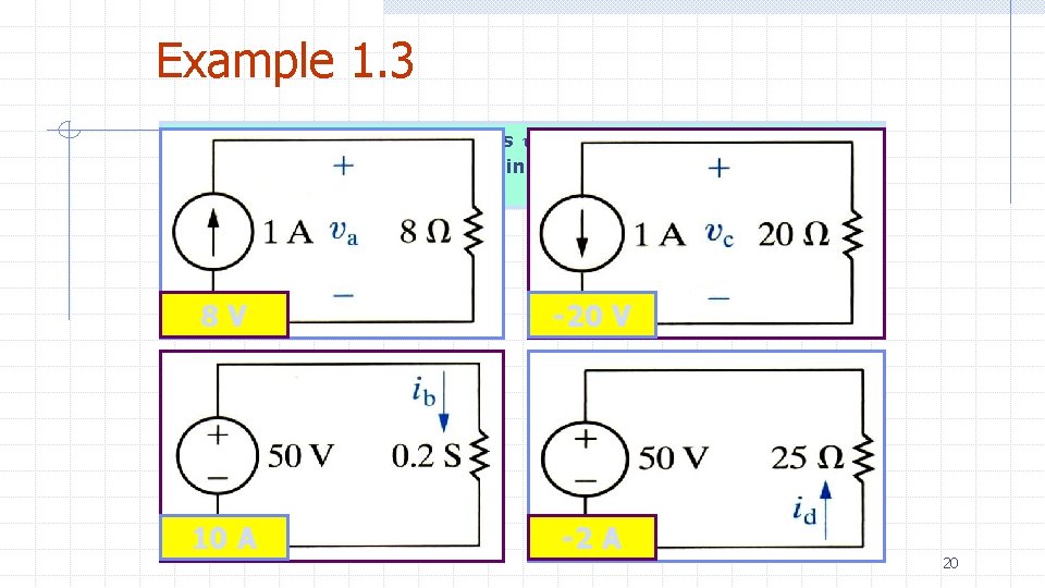 Example 1. 3 In each of the following circuits υ or i is not