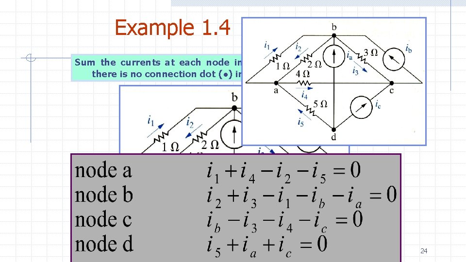 Example 1. 4 Sum the currents at each node in the circuit shown. Note