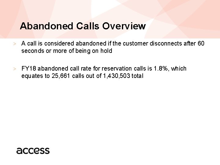 Abandoned Calls Overview > A call is considered abandoned if the customer disconnects after