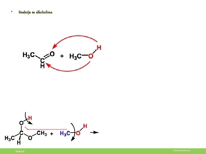  • Reakcija sa alkoholima 1 -Metoksi-1 -etanol (POLUACETAL, HEMIACETAL) 1, 1 -Dimetoksi-etan (ACETAL)