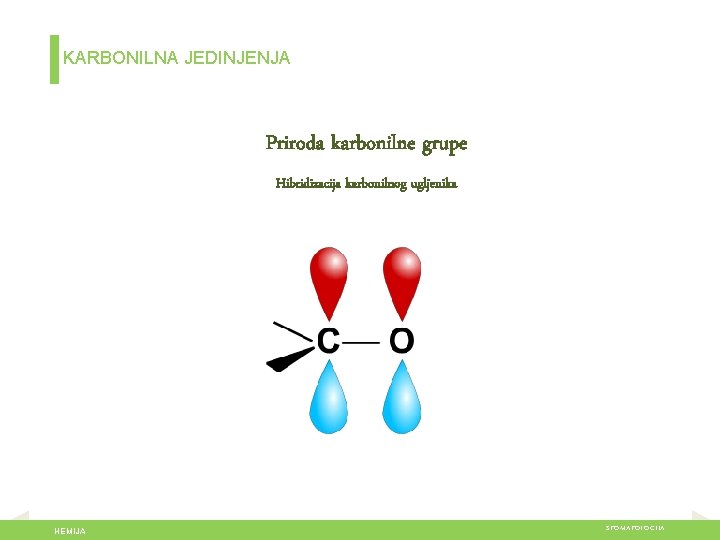 KARBONILNA JEDINJENJA Priroda karbonilne grupe Hibridizacija karbonilnog ugljenika HEMIJA STOMATOLOGIJA 