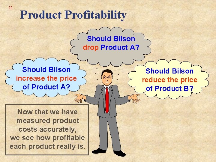 52 Product Profitability Should Bilson drop Product A? Should Bilson increase the price of