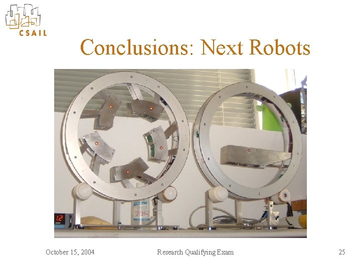 Conclusions: Next Robots October 15, 2004 Research Qualifying Exam 25 