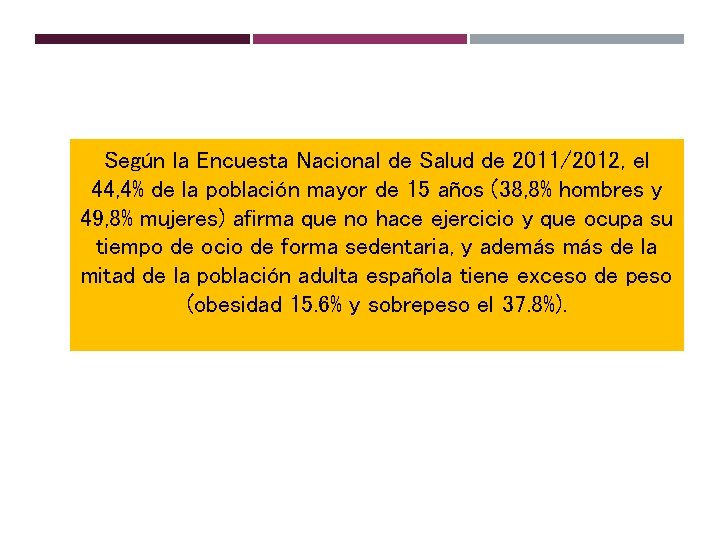 Según la Encuesta Nacional de Salud de 2011/2012, el 44, 4% de la población