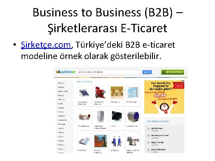 Business to Business (B 2 B) – Şirketlerarası E-Ticaret • Şirketçe. com, Türkiye’deki B