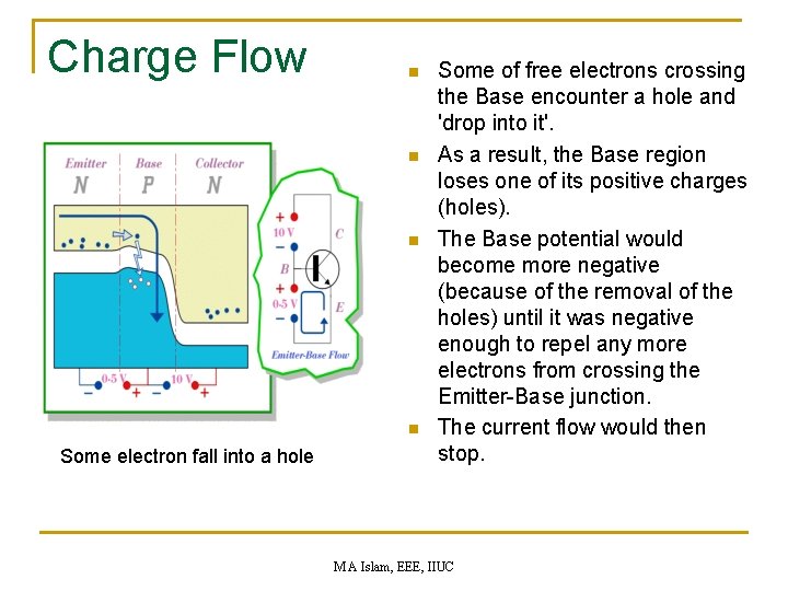 Charge Flow n n Some electron fall into a hole Some of free electrons