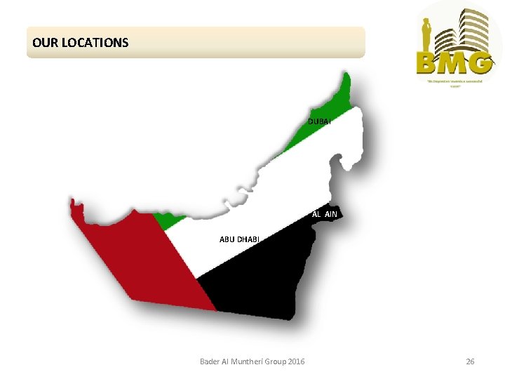 OUR LOCATIONS DUBAI AL AIN ABU DHABI Bader Al Muntheri Group 2016 26 