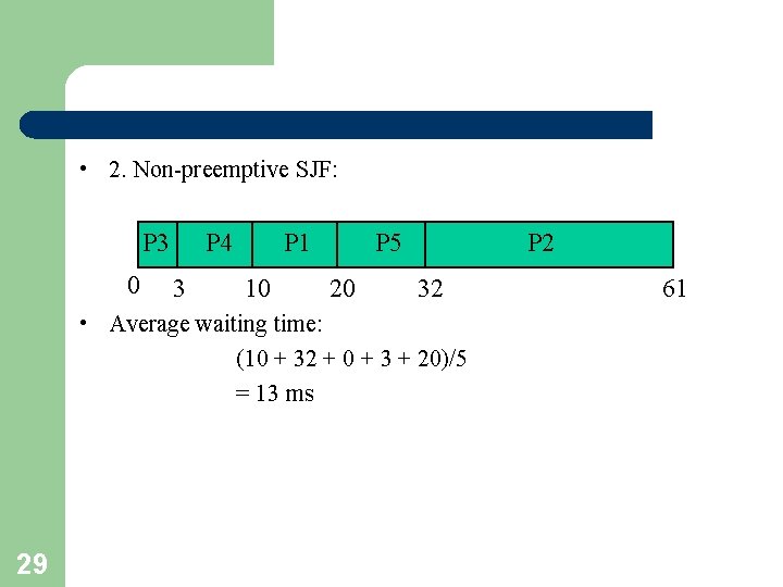  • 2. Non-preemptive SJF: P 3 0 P 4 3 P 1 10