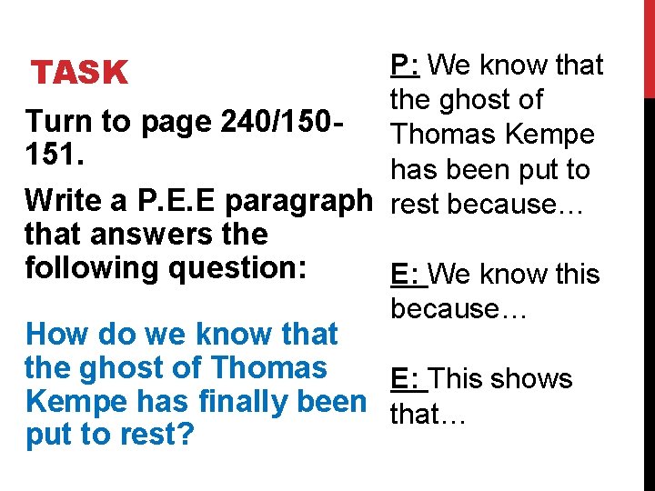 TASK P: We know that the ghost of Turn to page 240/150 Thomas Kempe