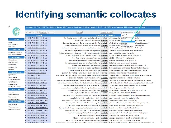 Identifying semantic collocates 