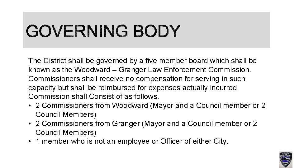 The District shall be governed by a five member board which shall be known