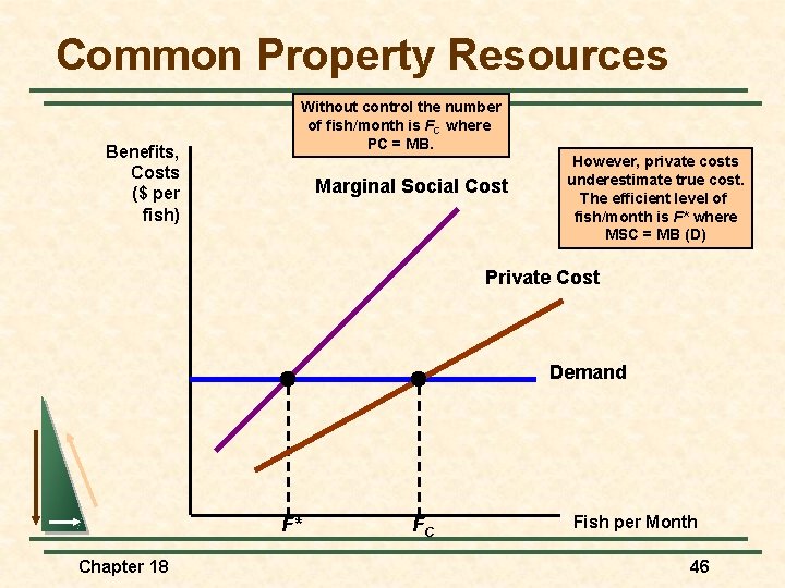 Common Property Resources Benefits, Costs ($ per fish) Without control the number of fish/month