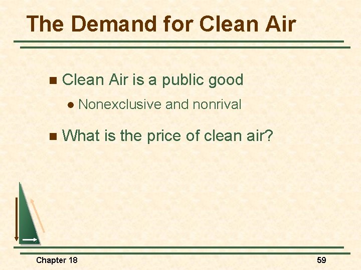 The Demand for Clean Air n Clean Air is a public good l n