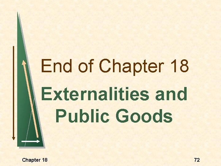 End of Chapter 18 Externalities and Public Goods Chapter 18 72 