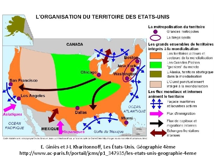 E. Giniès et J-L Kharitonnoff, Les États-Unis. Géographie 4ème http: //www. ac-paris. fr/portail/jcms/p 1_347935/les-etats-unis-geographie-4