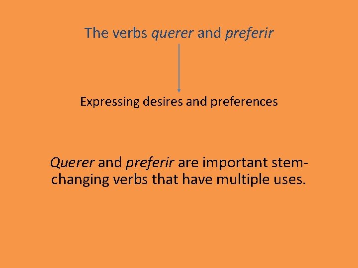 The verbs querer and preferir Expressing desires and preferences Querer and preferir are important
