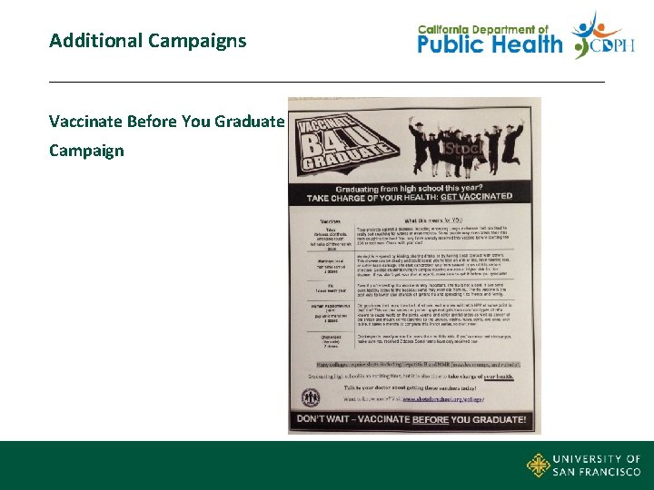 Additional Campaigns Vaccinate Before You Graduate Campaign 