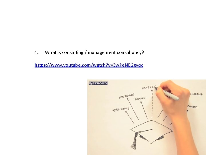 1. What is consulting / management consultancy? https: //www. youtube. com/watch? v=3 w. Pe.