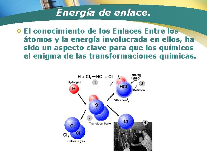 Energía de enlace. v El conocimiento de los Enlaces Entre los átomos y la