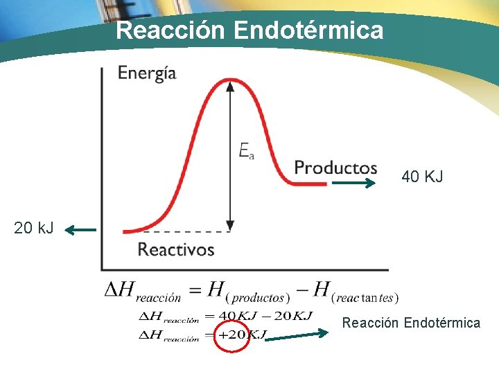 Reacción Endotérmica 40 KJ 20 k. J Reacción Endotérmica 