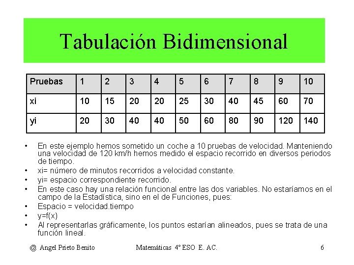 Tabulación Bidimensional • • Pruebas 1 2 3 4 5 6 7 8 9