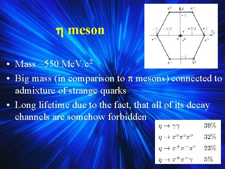 meson • Mass ~550 Me. V/c 2 • Big mass (in comparison to meson • Mass ~550 Me. V/c 2 • Big mass (in comparison to