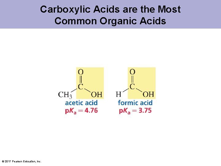 Carboxylic Acids are the Most Common Organic Acids © 2017 Pearson Education, Inc. 