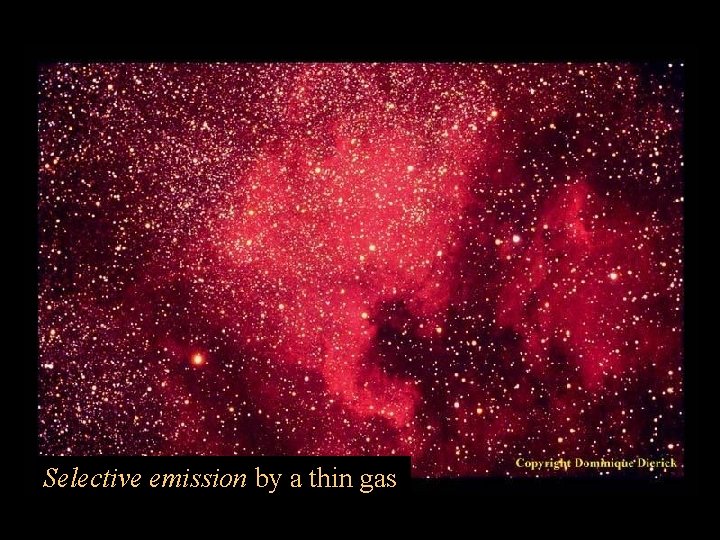 Selective emission by a thin gas 