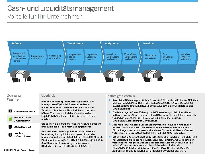 Cash- und Liquiditätsmanagement Vorteile für Ihr Unternehmen Erfassen Bankguthab en erfassen Transaktions -details Konsolidieren