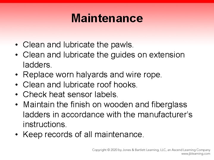 Maintenance • Clean and lubricate the pawls. • Clean and lubricate the guides on Maintenance • Clean and lubricate the pawls. • Clean and lubricate the guides on