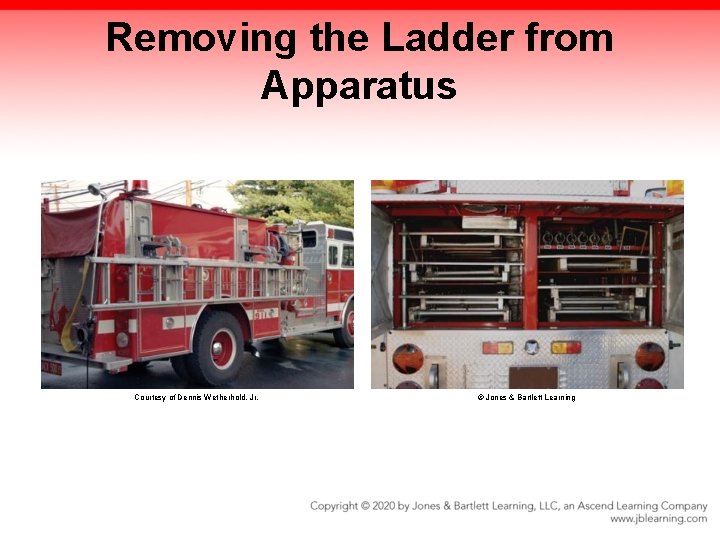 Removing the Ladder from Apparatus Courtesy of Dennis Wetherhold, Jr. © Jones & Bartlett Removing the Ladder from Apparatus Courtesy of Dennis Wetherhold, Jr. © Jones & Bartlett
